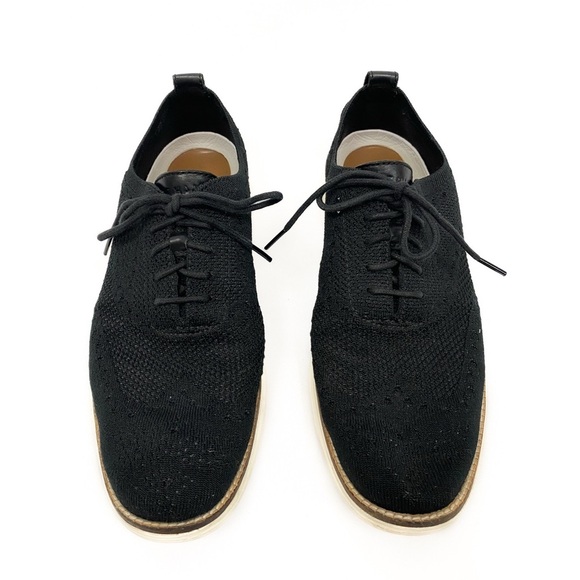 Cole Haan Men's Original Grand OG Knit Wingtip Oxford Shoes, Black Ivory - 9.5 - Picture 2 of 11